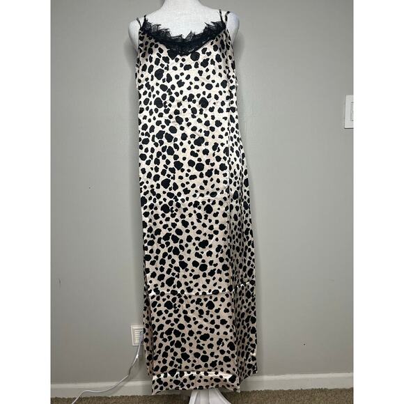 NWT By Anthropologie V-Neck Open-Back Slip Midi Dress Animal Print Sz M Mob Wife - Picture 3 of 13
